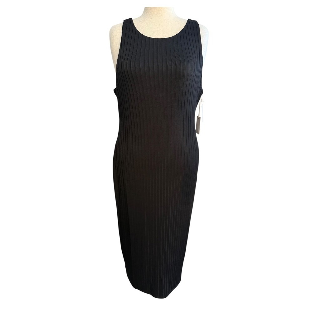 Good American Victorian Rib Halter Midi Dress Black GDK0340-K001-3XL Plus Size
